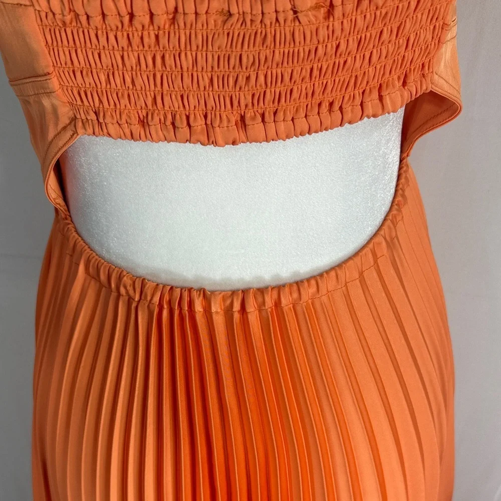 HOUSE OF HARLOW 1960 ORANGE PLEATED CUTOUT DRESS SIZE S - Picture 9 of 9